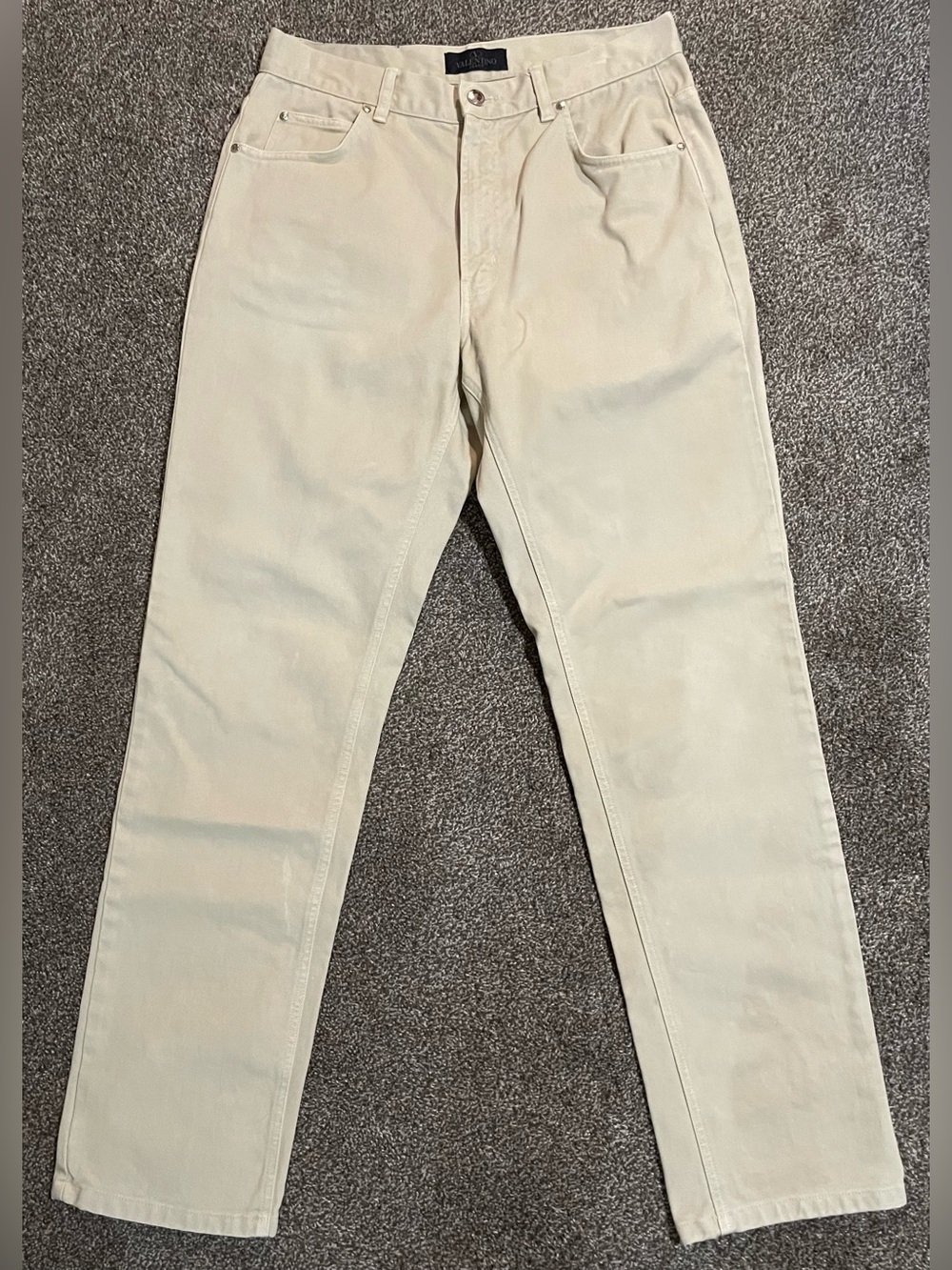 Valentino Men's Cream Straight Jeans - Picture 1 of 7